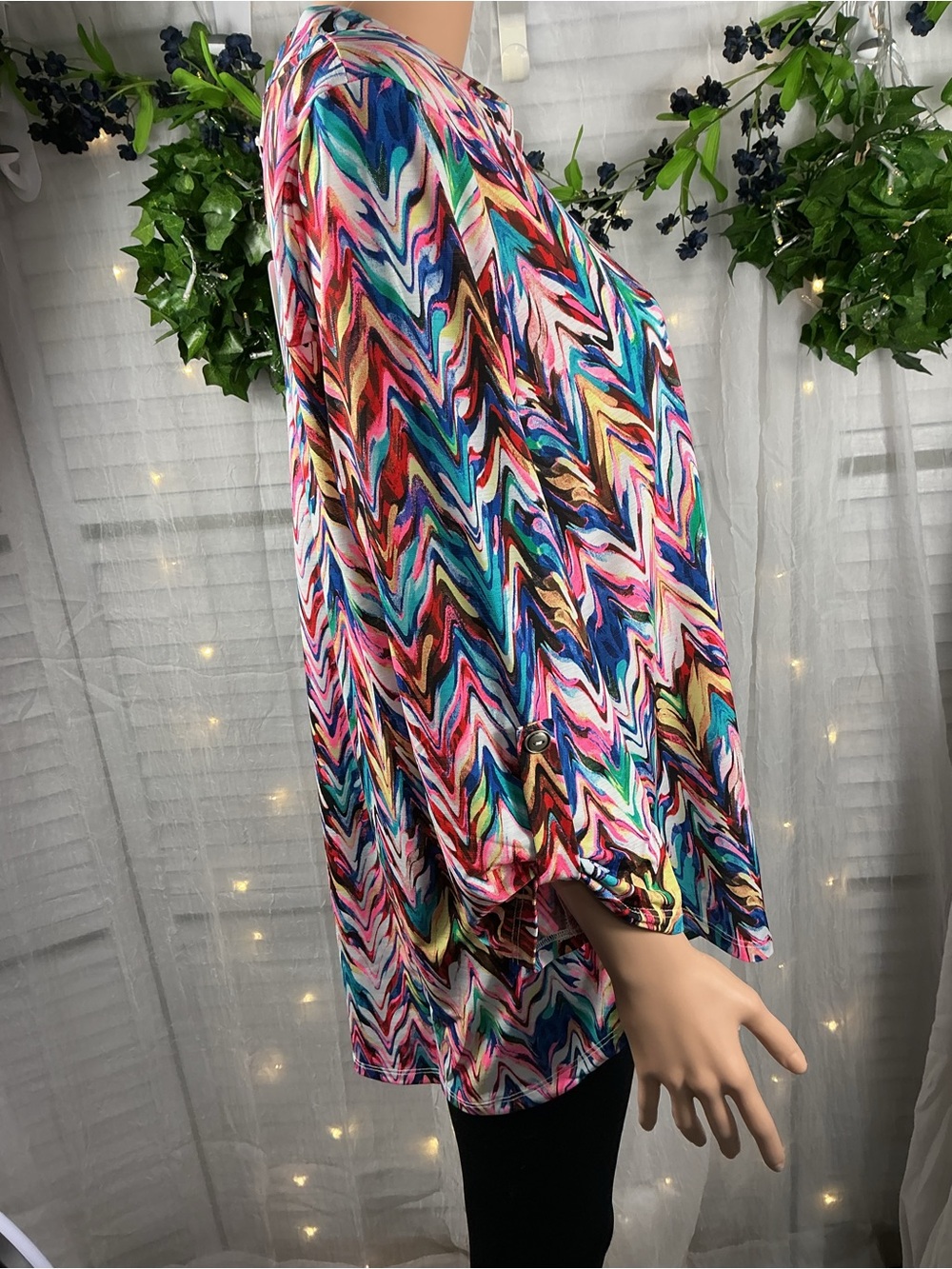 Dear Scarlett Multi-Color Chevron Split-Neck Tunic - Picture 2 of 4